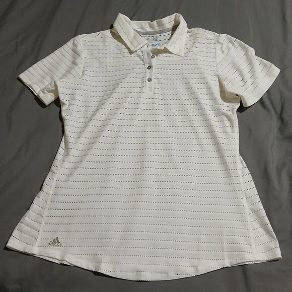 adidas Tops - Adidas Climacool medium white eyelet effect rounded hem short-sleeve top Women's